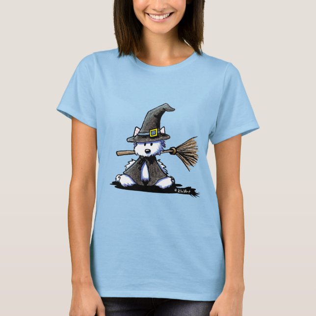 KiniArt Halloween Westie Witch T-shirt (Framsida)