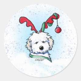 KiniArt Havanese Reindeer jul Runt Klistermärke