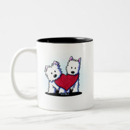 KiniArt Heartfilt Westie Duo Två-Tonad Mugg