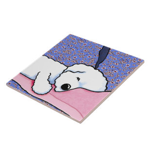 KiniArt Hund Tired Bichon Kakelplatta