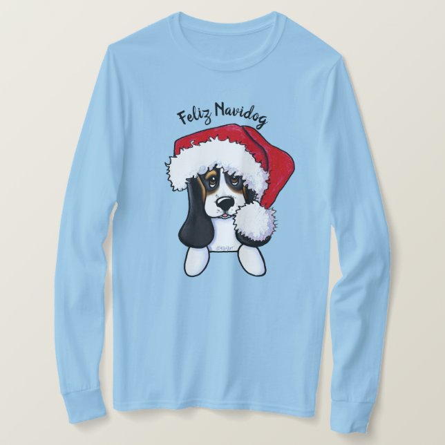 KiniArt jul Basset Hound T Shirt (Design framsida)