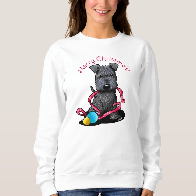 KiniArt jul Kerry Blue Puppy Sweatshirt T Shirt (Framsida)