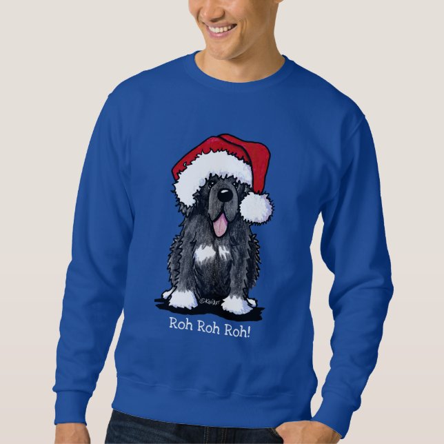 KiniArt jul Newfie Hund Hoodie Lång Ärmad Tröja (Framsida)