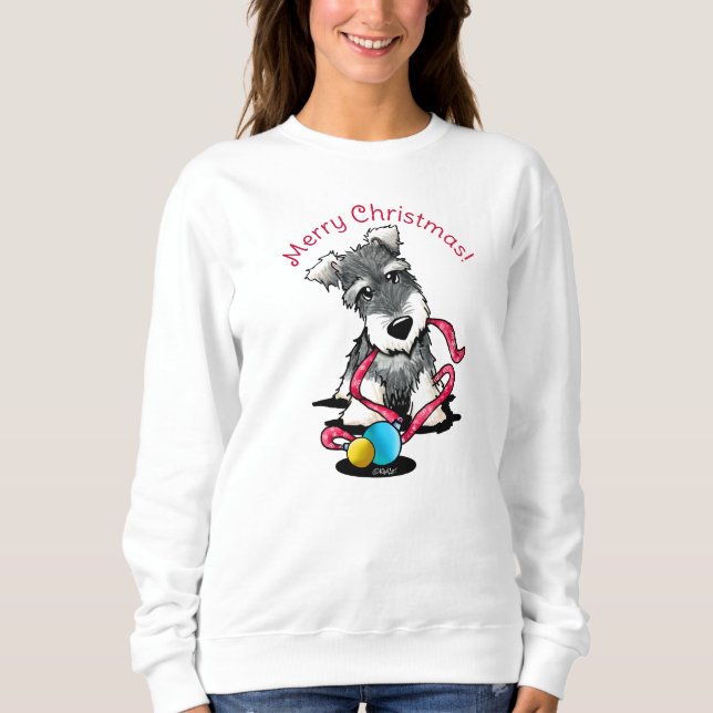 KiniArt julmini schnauzer-tröja T Shirt (Framsida)