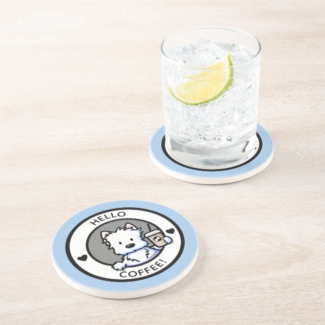 KiniArt Kaffe Westie Rund Underlägg (Sidan)