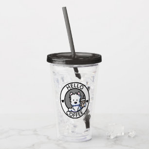 KiniArt Kaffeälskare Westie Akryl Tumbler Take Away Mugg
