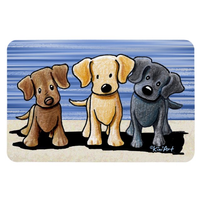 KiniArt Labrador Beach Trio Flexi Magnet (Horisontell)