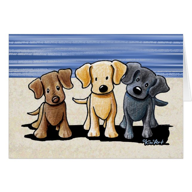 KiniArt Labrador Beach Trio OBS Kort (Framsidan Horizontal)