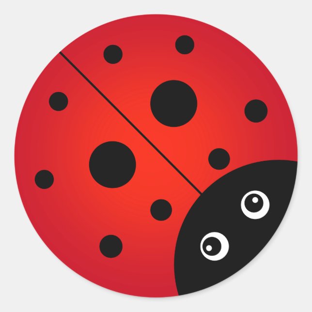 KiniArt Ladybug Classic Round Sticker Runt Klistermärke (Framsida)