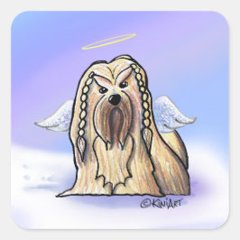 KiniArt Lhasa Angel Square Sticker Fyrkantigt Klistermärke
