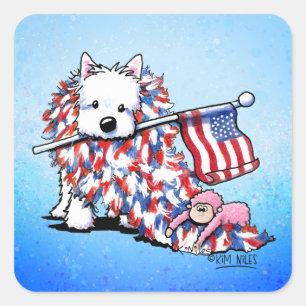 KiniArt Liberty Westie Fyrkantigt Klistermärke