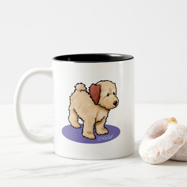 KiniArt Life är Golden DOODLE T-Shirt Två-Tonad Mugg (Med munk)