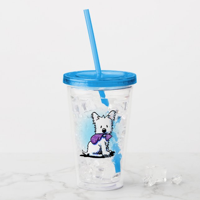 KiniArt Lila Älskare Westie Acrylic Tumbler Take Away Mugg (Framsida Ice)