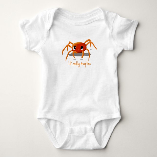 KiniArt Little Crabby Baby Bodydräkt T Shirt (Framsida)