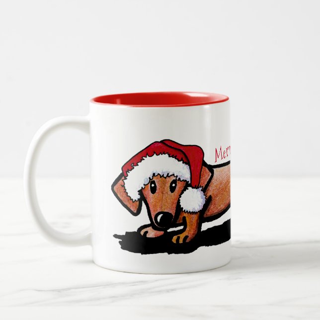 KiniArt Little Red Doxie jul Mugg (Vänster)