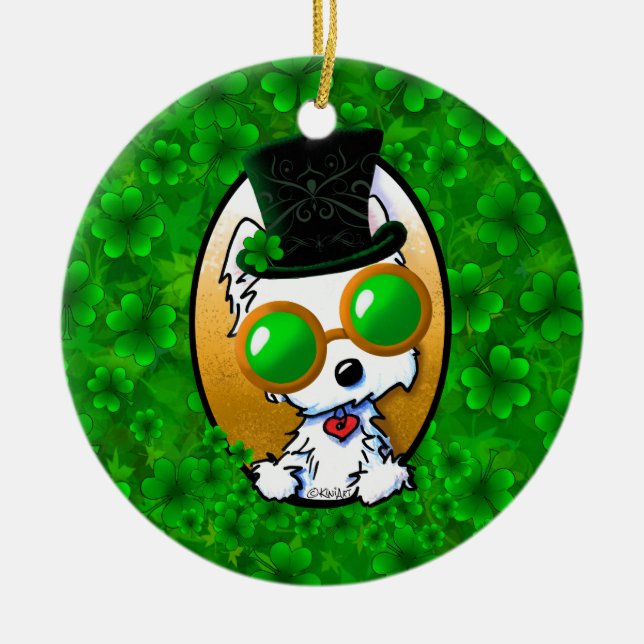 KiniArt Lucky Westie Julgransprydnad Keramik (Framsidan)
