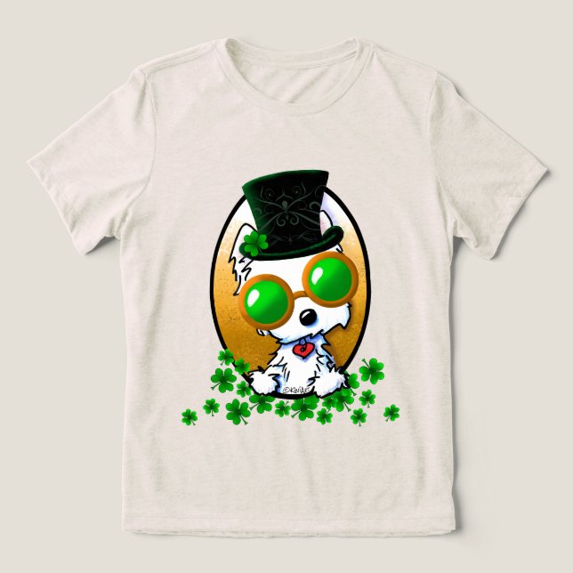 KiniArt Lucky Westie T-shirt I Triblend-tyg (Design Framsida)