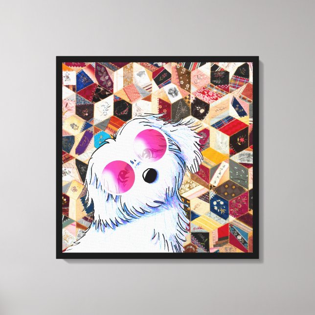 KiniArt Maltese Crazy Quilt Canvastryck (Framsida)