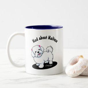 KiniArt Malteser Flicka Tvåtons Kaffe Mugg