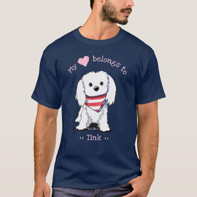 KiniArt Maltesiska Mina hjärteTillhör T Shirt (Framsida)