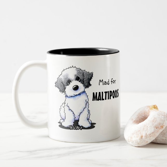 KiniArt Maltipoo Två-Tonad Mugg (Med munk)