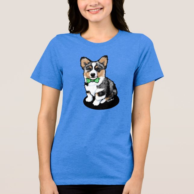 KiniArt Merle Corgi Puppy T-Shirt (Framsida)