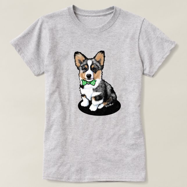 KiniArt Merle Corgi Valp T-Shirt (Design framsida)