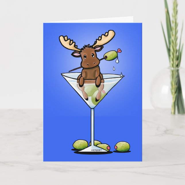 KiniArt Moose Martini Helgkort (Framsida)