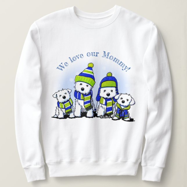 KiniArt Mysiga Besättning Hundar T Shirt (Design framsida)