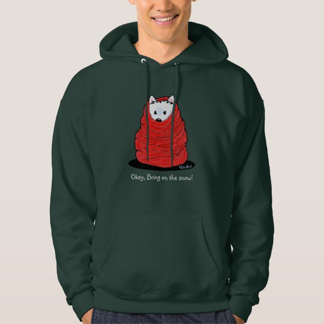 KiniArt Mysigt Winter Westie Terrier Hoodie (Framsida)