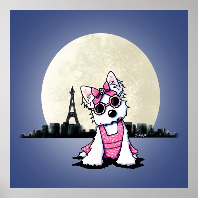 KiniArt Paris Night Olivia Westie Poster (Framsidan)