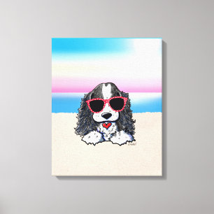 KiniArt Parti Cocker Spain Hund Beach Canvas Prin