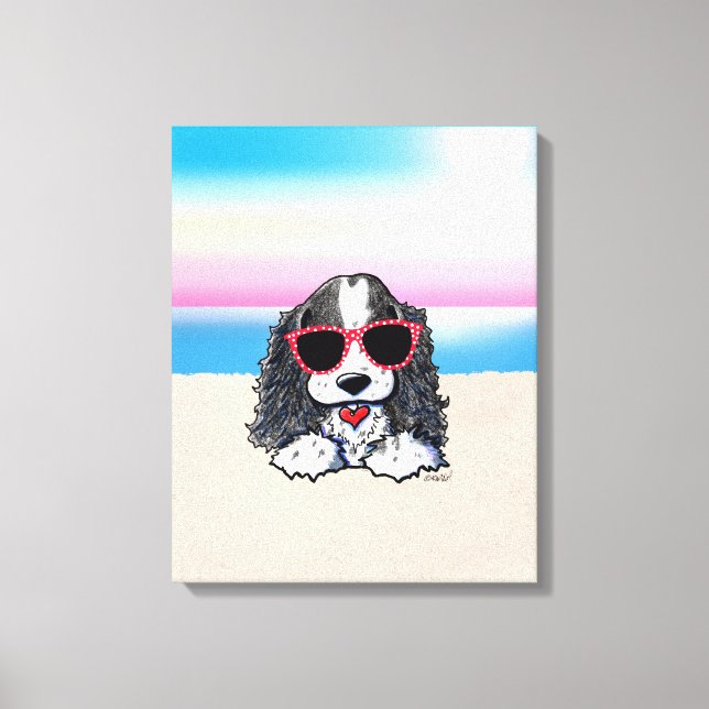 KiniArt Parti Cocker Spain Hund Beach Canvas Prin (Framsida)
