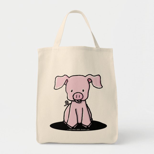 KiniArt Piglet Tote Bag Tygkasse (Framsidan)