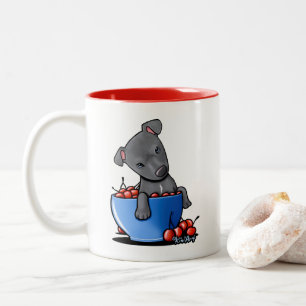 KiniArt Pitbull Puppy tvåtonskaffe Mugg
