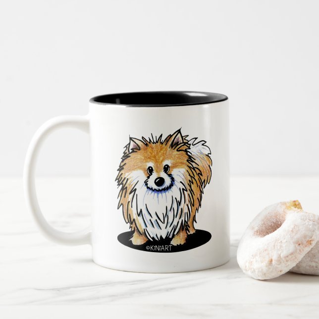 KiniArt Pomeranian Två-Tonad Mugg (Med munk)