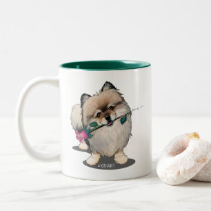 KiniArt Pomeranian Walter Porträtt Två-Tonad Mugg
