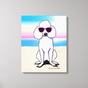 KiniArt Pudel Beach Hund Canvastryck