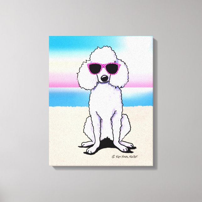 KiniArt Pudel Beach Hund Canvastryck (Framsida)