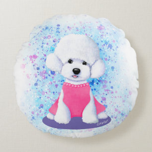 KiniArt Pudel Round Pillow Rund Kudde