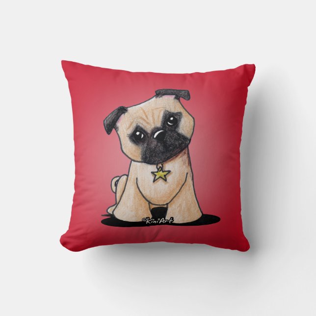 KiniArt Pug American MoJo Pillow Kudde (Framsida)