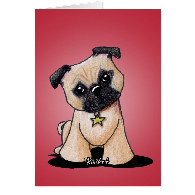 KiniArt Pug Hälsningskort (Framsidan)
