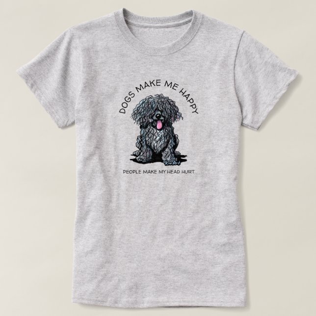 KiniArt Puli Hund Älskare T-Shirt (Design framsida)