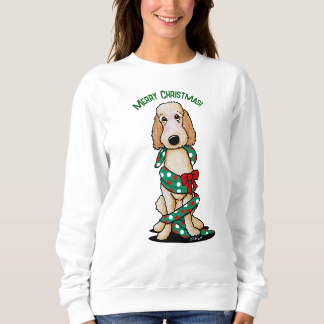KiniArt Rakad Goldendoodle Jul T Shirt (Framsida)