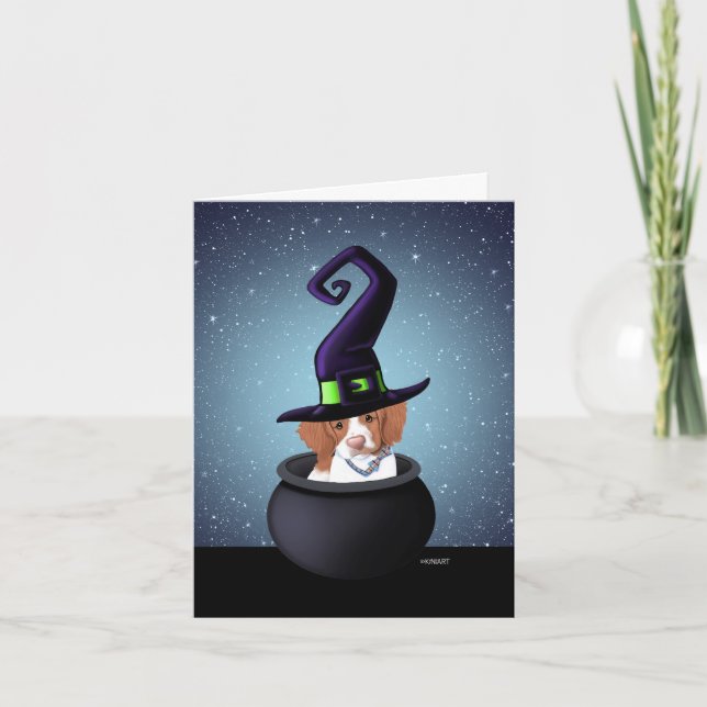 KiniArt Red Brittany Halloween Helgkort (Framsida)