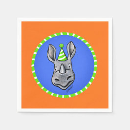KiniArt Rhino Birthday Napkins Pappersservett