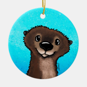 KiniArt River Otter Julgransprydnad Keramik
