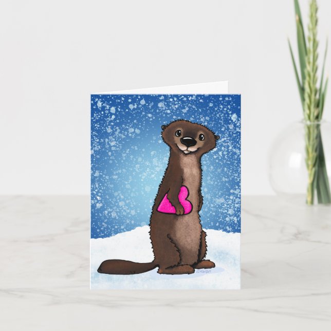 KiniArt River Otter New Years (nya år) - Tack för  Kort (Framsida)
