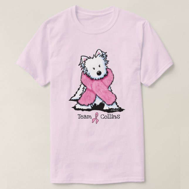 KiniArt Rosa Ribbon Westie Team T-Shirt (Design framsida)