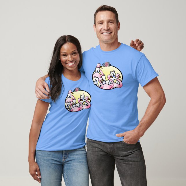KiniArt RosaFlamingo Westies T Shirt (Unisex)